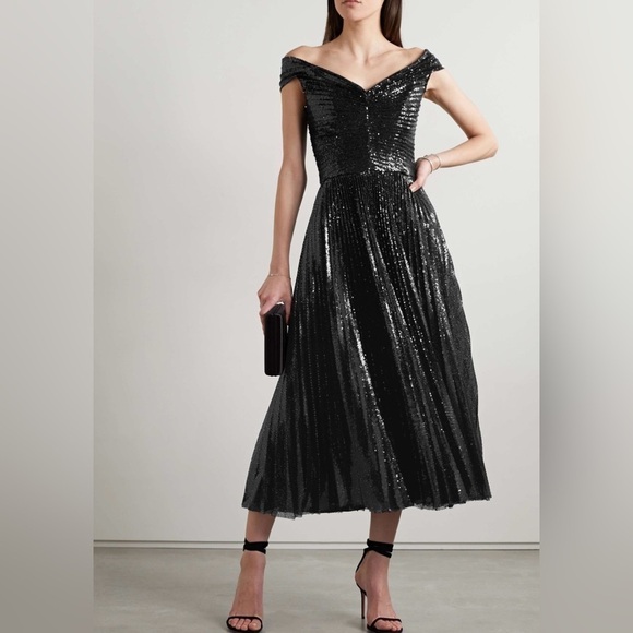 Ralph Lauren Purple Label Camari Sequin Cocktail Dress 4 Black Embellished Gown